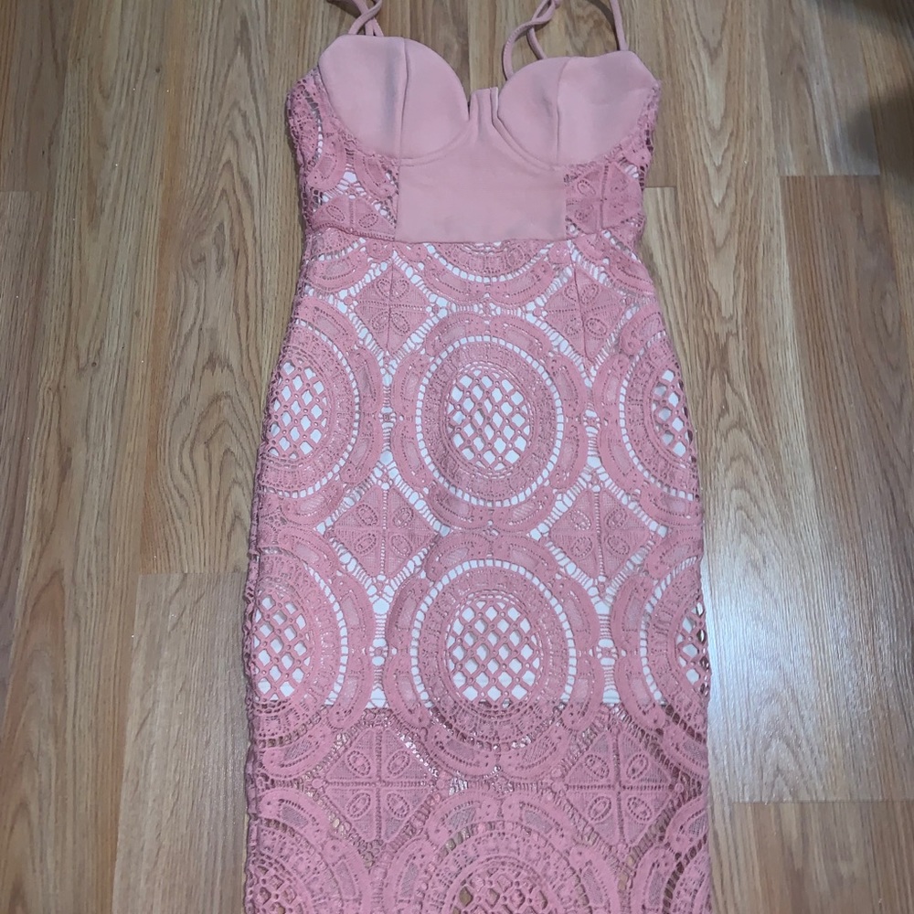 FashionNova dress pink crochet